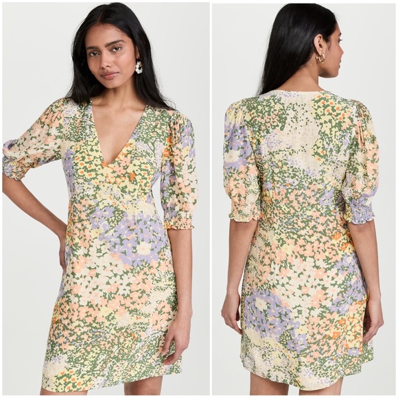 •RAILS•‎ Roma V-Neck A-Line Floral Mini Dress in Gardenia Print Size Small - Picture 15 of 16